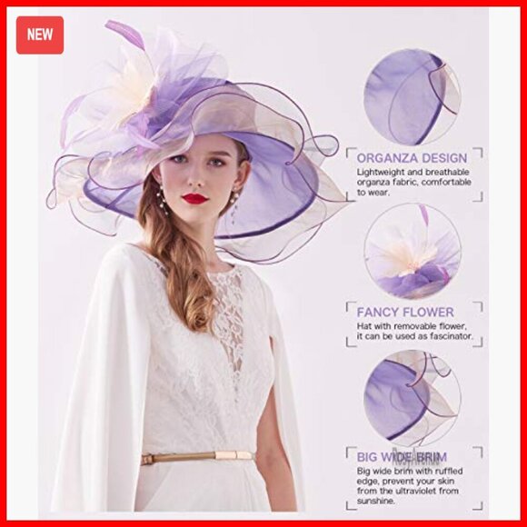 Organza Derby Hat with Flower Fascinator for Weddings Tea Parties main image 6